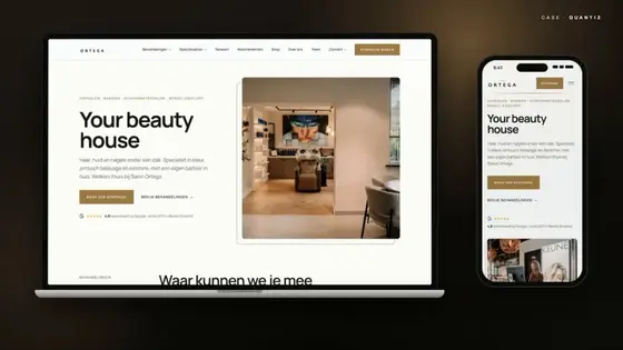 Website van Salon Ortega op laptop en telefoon
